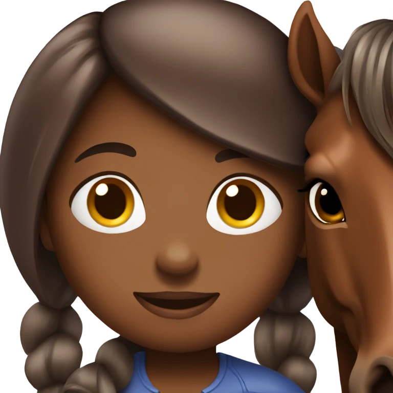 chocolate hair girl with a bay horse emoji