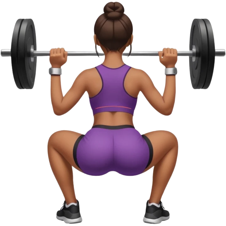brown skin asian girl doing squats, big butt, back view emoji