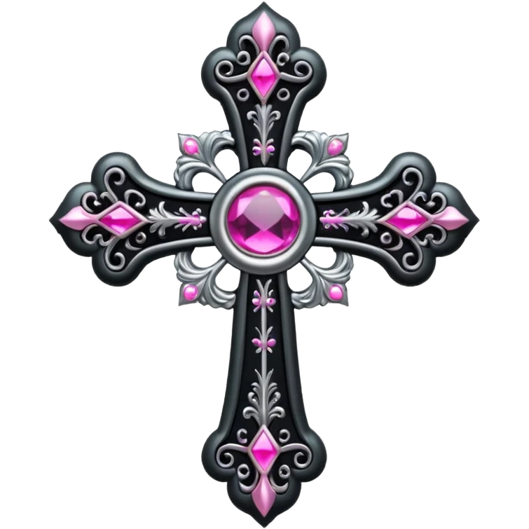 black pink goth cross , no woman emoji