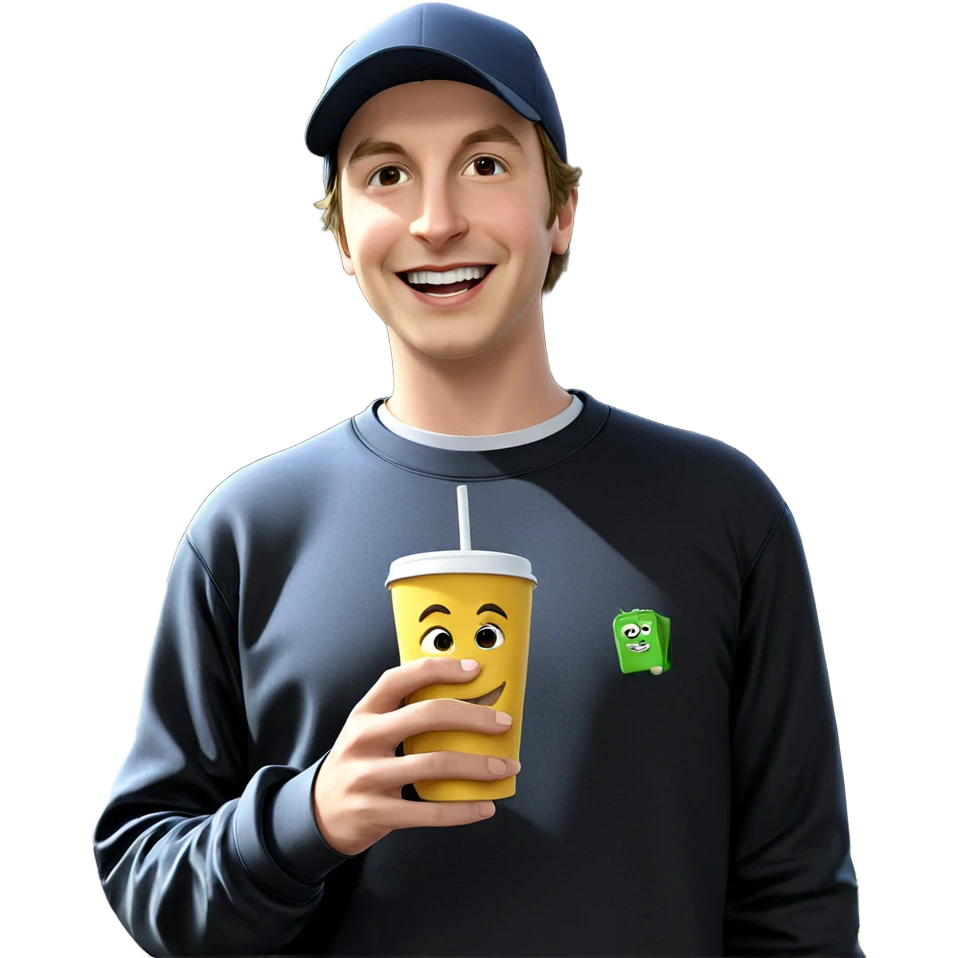 smiling boy with cup outdoors emoji