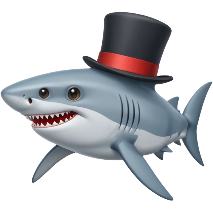 Shark with a top hat emoji