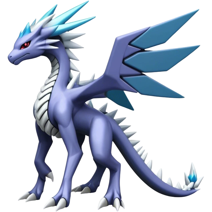 Cyborg-Kyurem-suicune-dialga-hybrid, full body, no wings, wingless, spiky emoji