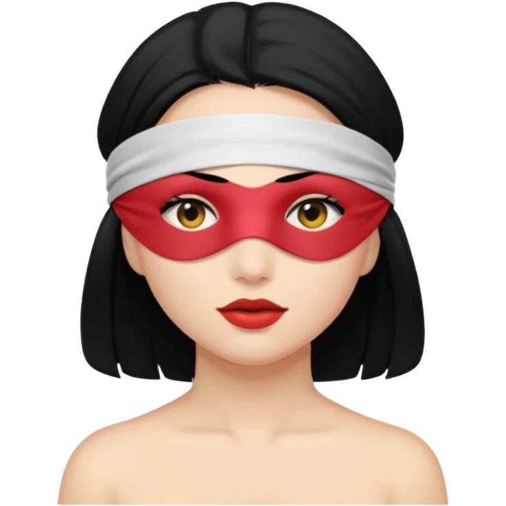 woman with black hair wearing blindfold emoji