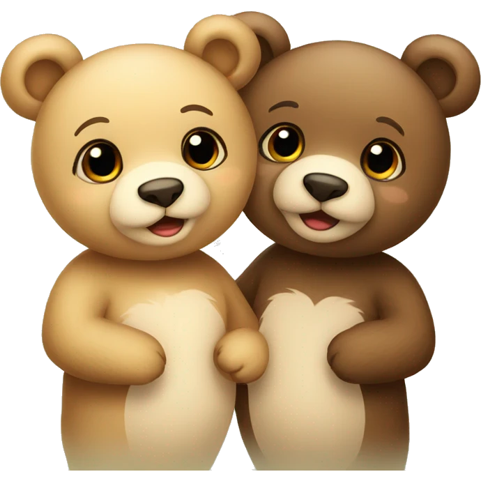 Cute little bears couple in love emoji