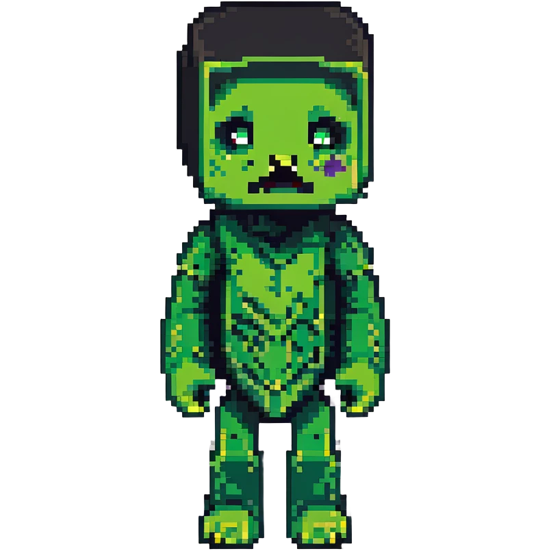 Minecraft Creeper with slightly chibi proportions in pixel art style emoji