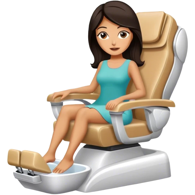 Tan woman sitting in pedicure chair emoji