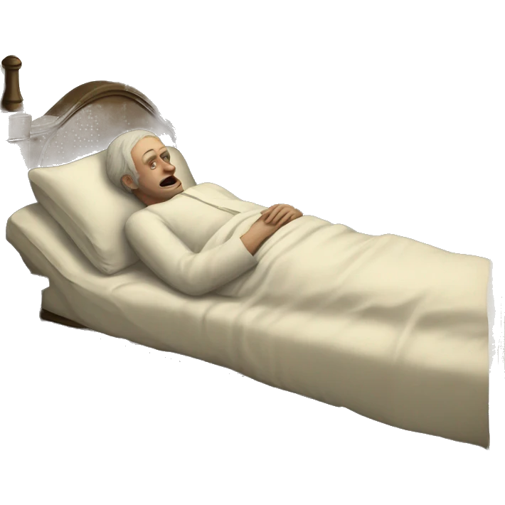 A sick man on a bed in 1870 emoji