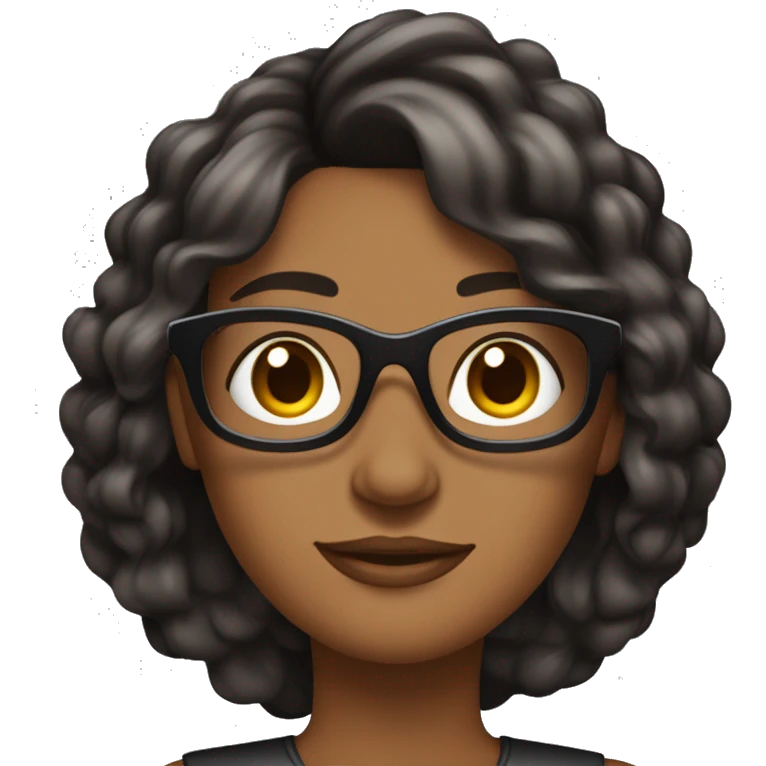 mulher negra de cabelo liso com mechas marrons e com óculos de formato arredondado emoji