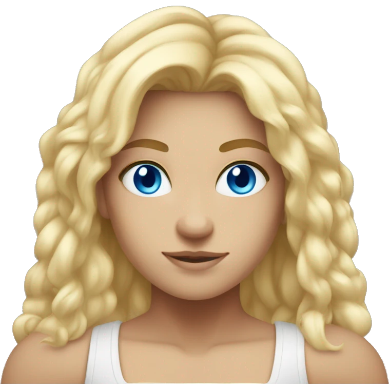 strong buff girl, blond Long hair, white Colour, Blue eyes emoji