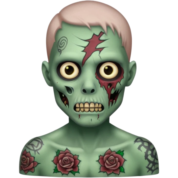 face and body tattooed zombie emoji