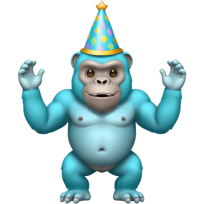 cyan gorilla with no legs and a party hat emoji