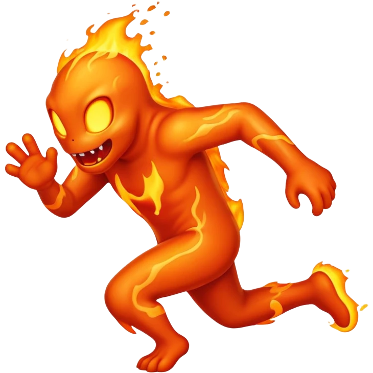 a fast lava creature running and being hot emoji