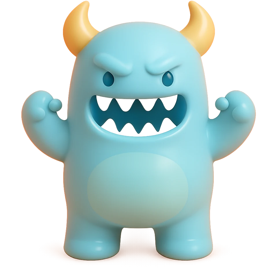 scary monster with horns and sharp teeth, detailed emoji