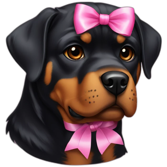 Rottweiler with pink ribbon emoji