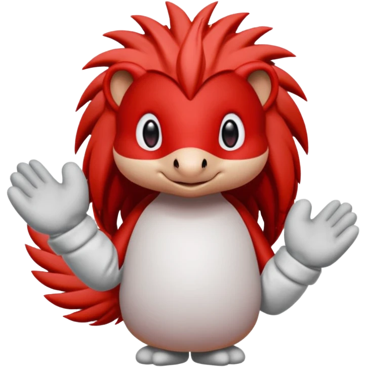 knuckles a red animal with peach arms and white mittens that have no fingers , he’s a echidna with red eyes emoji
