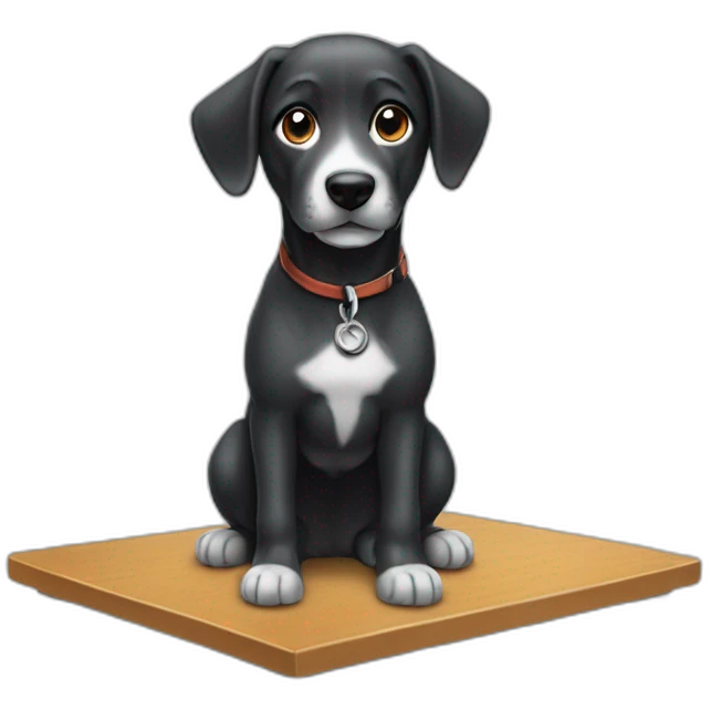Un chien sur une table emoji