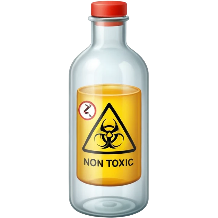 TRANSPARENT BOTTLE WITH "NON-TOXIC" AND "NON-HAZARDOUS" SIGN emoji