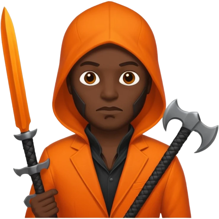 black man executioner in orange suit emoji