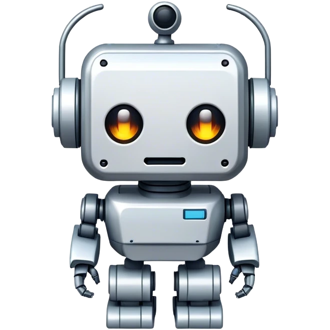 Create a Pixelated robot emoji. Needs to be cartoonish with an outline aro emoji