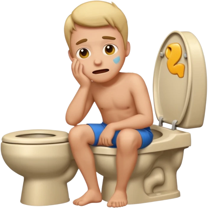man on toilet, embarrassed expression, emoji style emoji