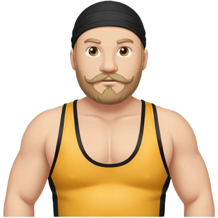 White skin fat guy with black durag, beard and mustache in wrestling singlet emoji