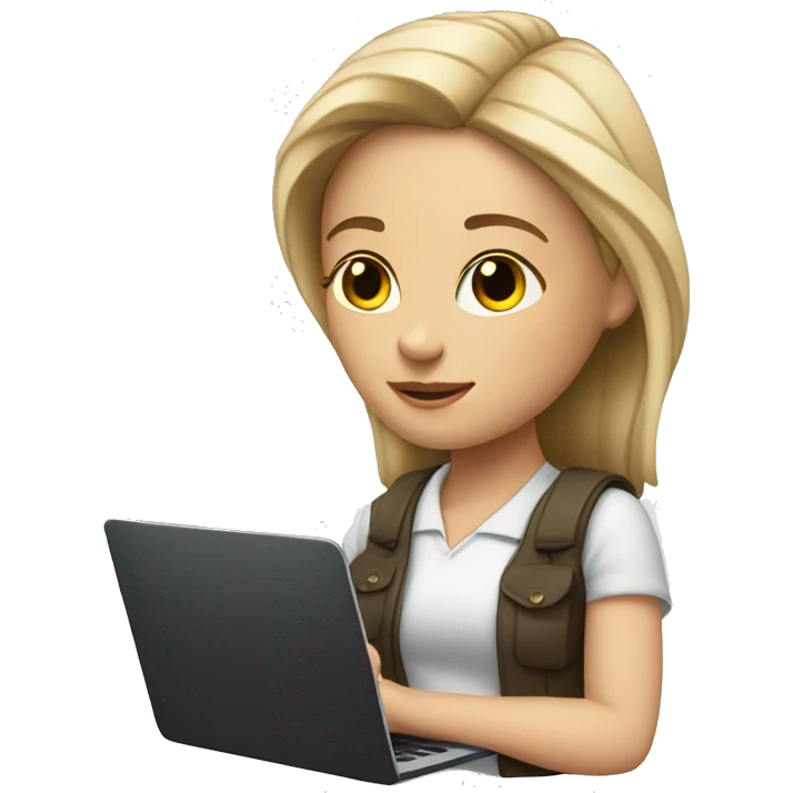 white girl with laptop and notepad emoji