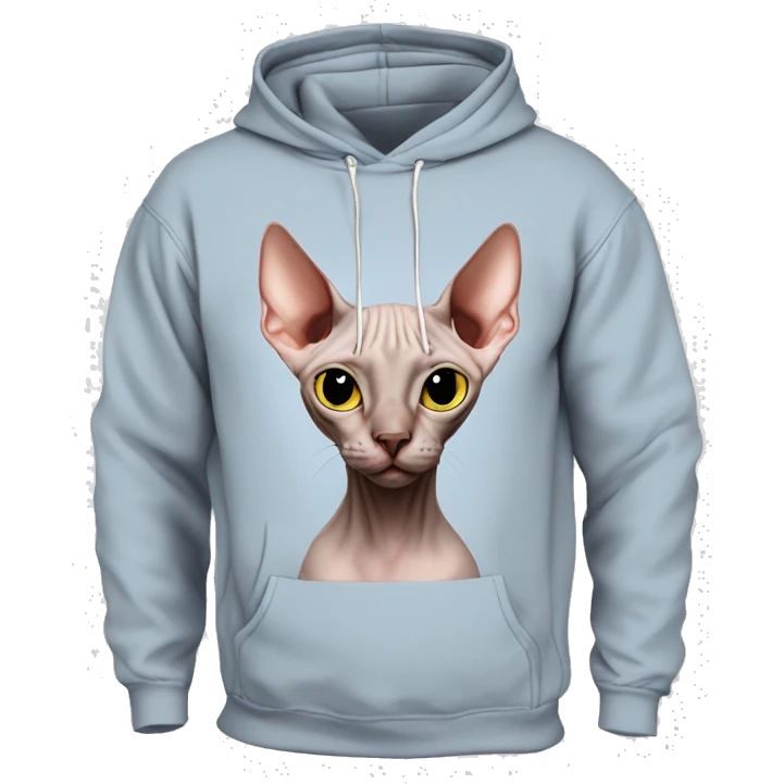 Hairless Canadian sphinx cat weared hoodie emoji