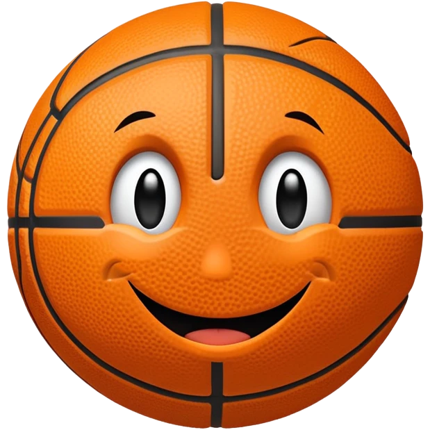 A basketball with a cheeky winking face emoji