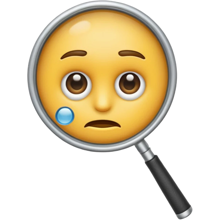 serious emoji with magnifying glass with white handle emoji