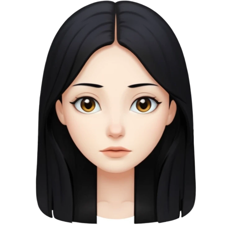Long black hair woman no facial expression emoji