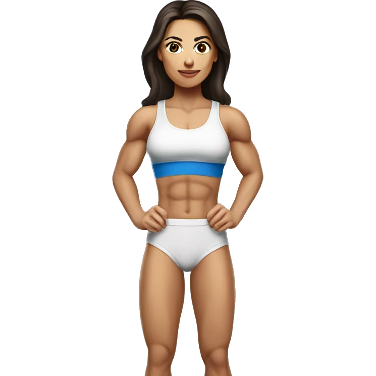 Ukrainian brunette woman with muscles, fitness woman  emoji