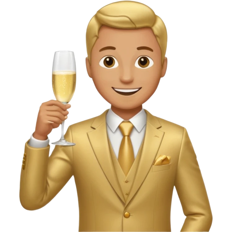 Man with shampane glass in golt suit emoji