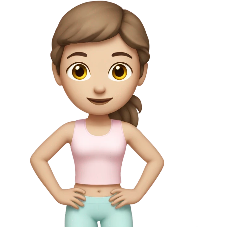 Brown hair pale skin yoga girl light pink clothes n emoji