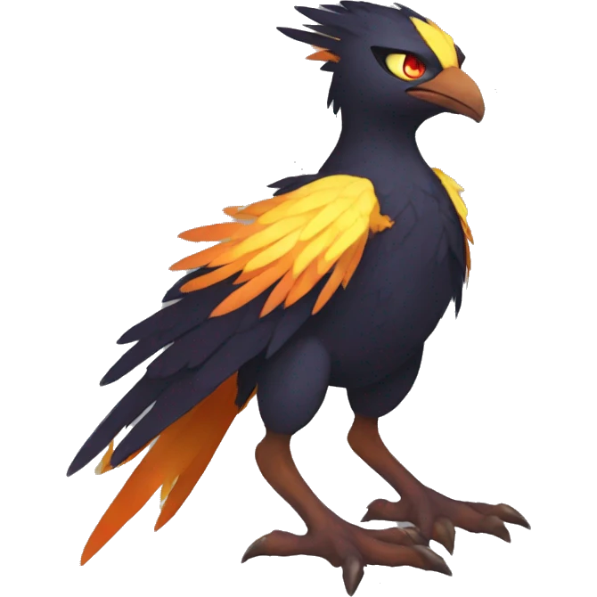 Fantasy legendary dark bird shadow-type-Phoenix Fakemon full body emoji