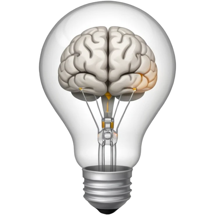 a clear lightbulb with a small brain inside it emoji