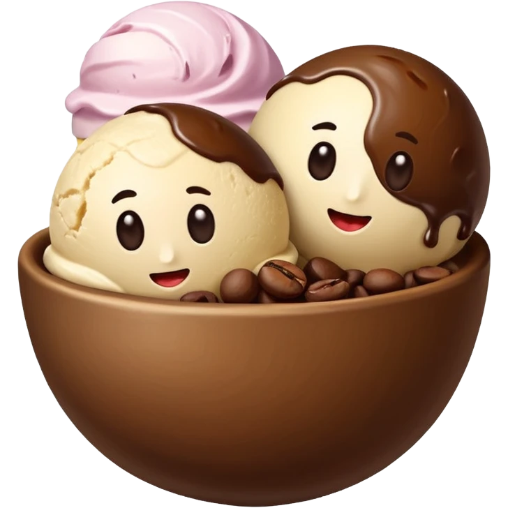 bolitas de helado de cafe con semilla de cafe  emoji