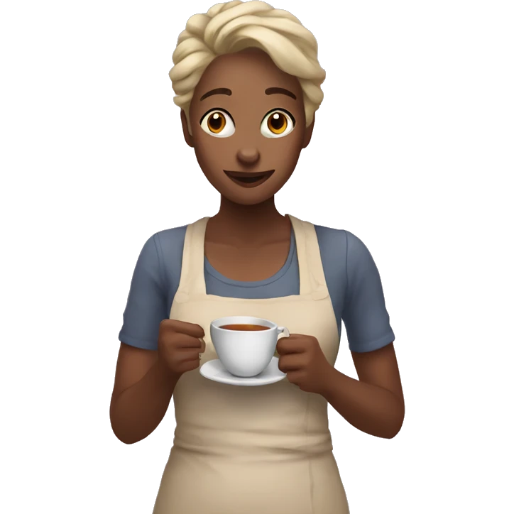 Andrea holding tea emoji