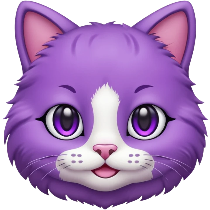 smiling purple kitty, round face emoji