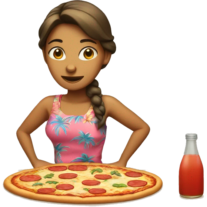 women hawaiian with making pizza emoji