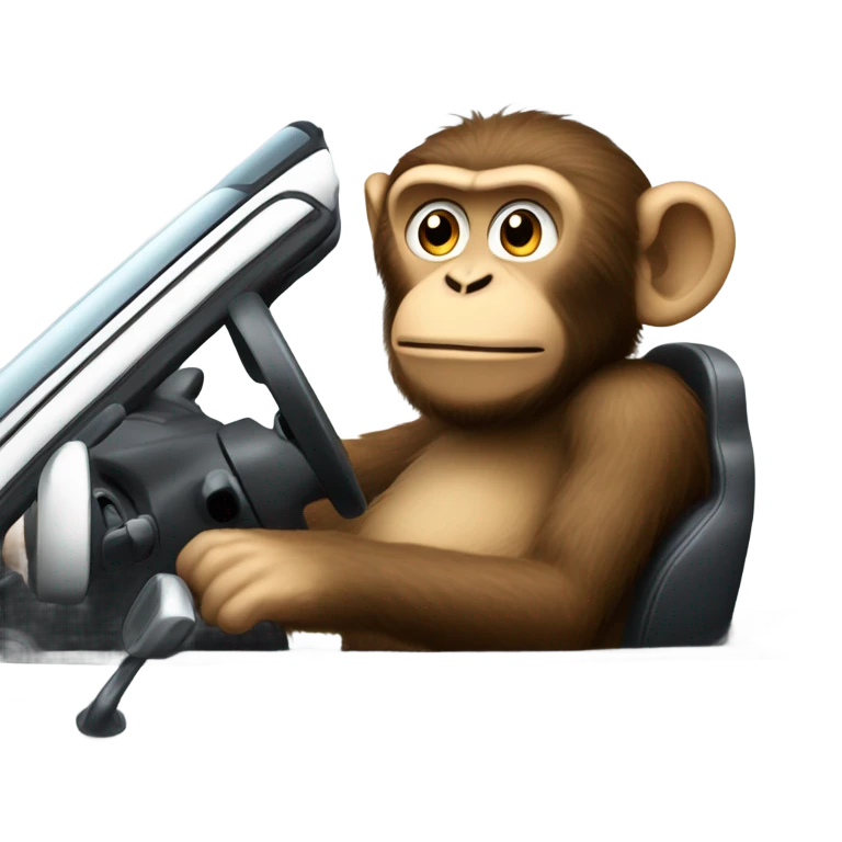 Big monkey in small car emoji