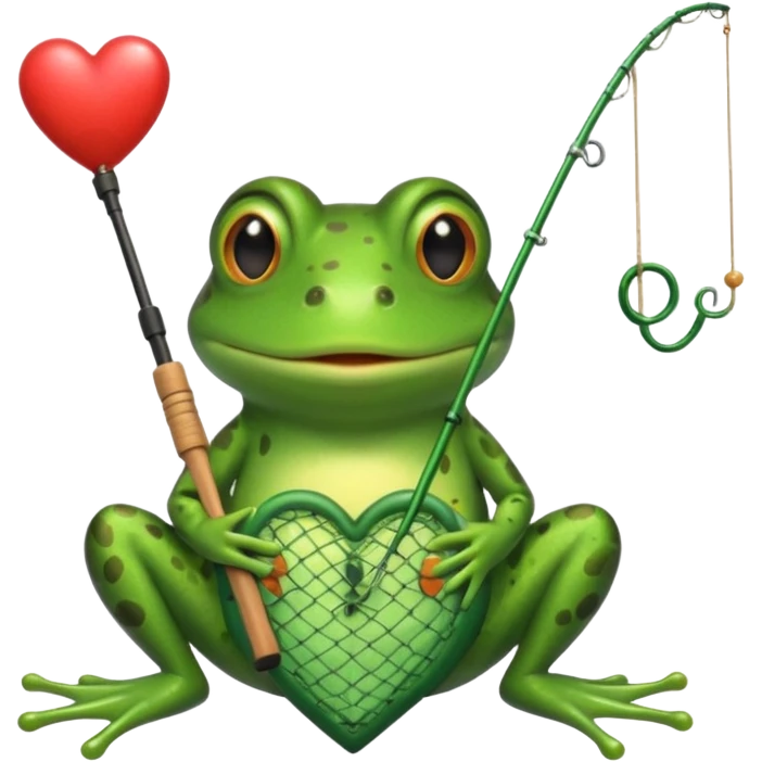 Frog fishing love emoji