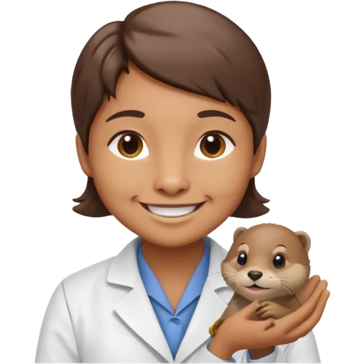 crea una nutria nutriologa con bata blanca diciendo gracias emoji