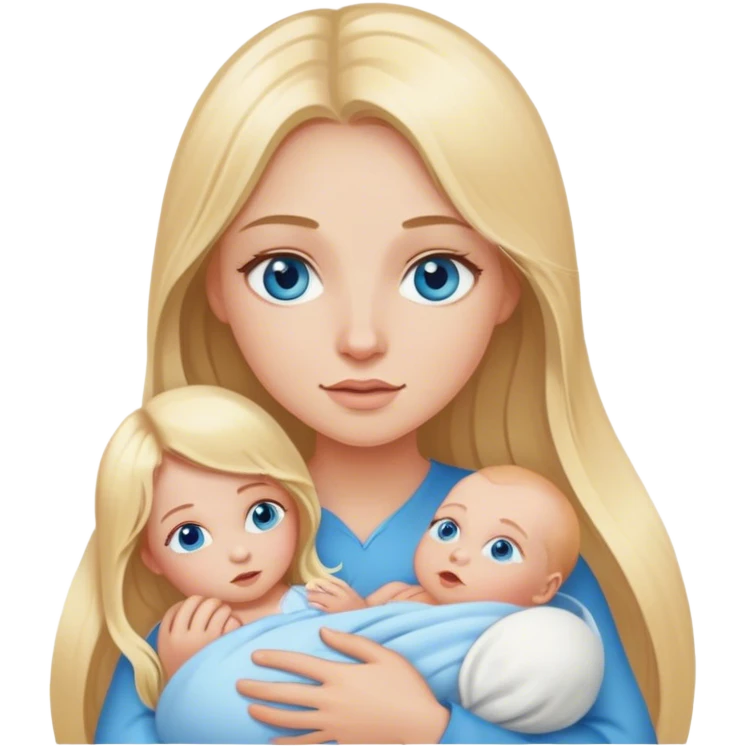 long blonde hair girl blue eyes holding newborn emoji
