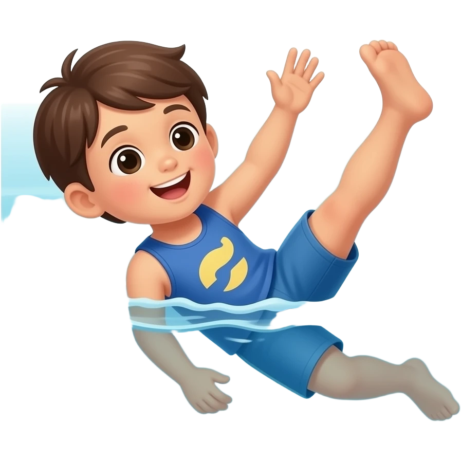 child swimming WITH kicking legs emoji