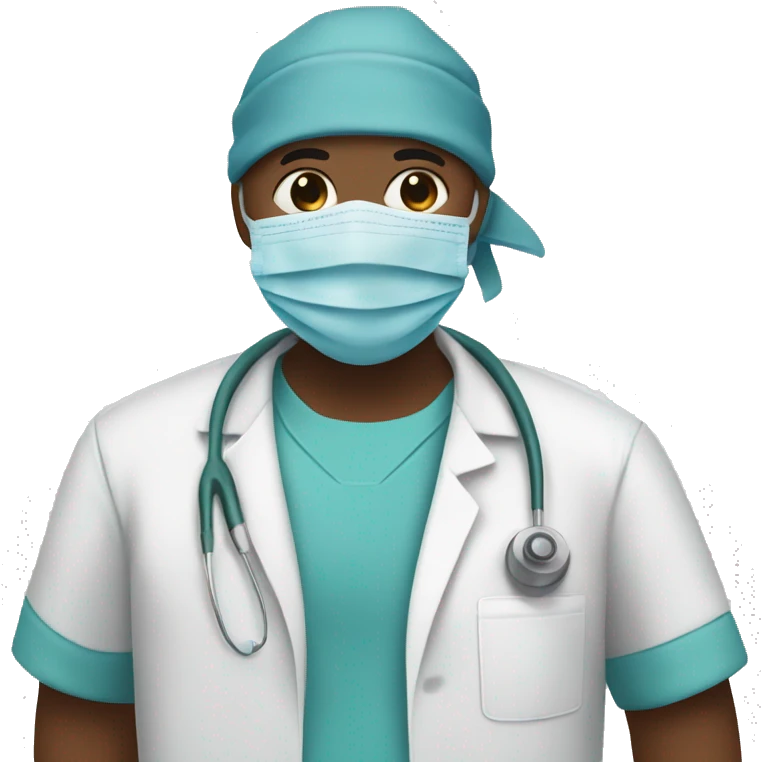 surgeon with bandana and mask entering the operating room emoji