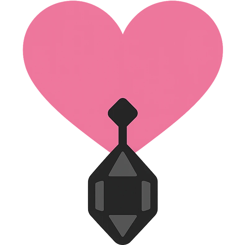 gothic heart with a dark crystal pendant, color icon filled style, pink and black emoji