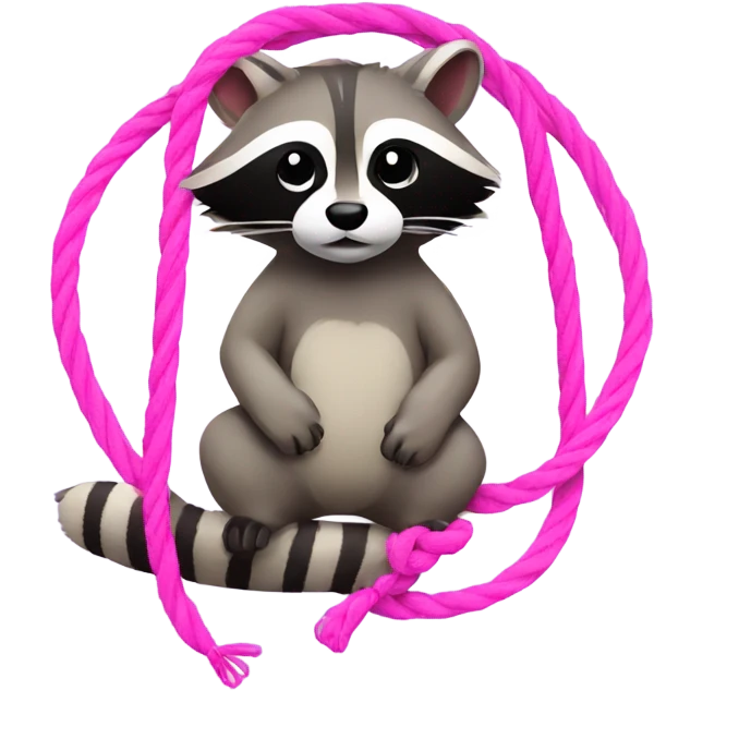 raccoon with pink ropes on wrist and ankles emoji
