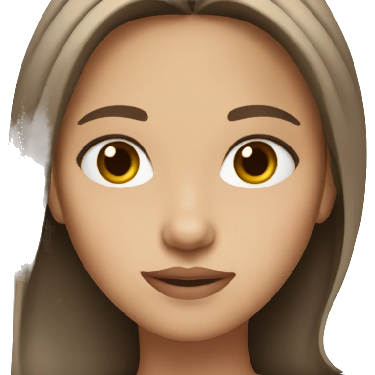 Girl white skin brown hair brown eyes middle part emoji