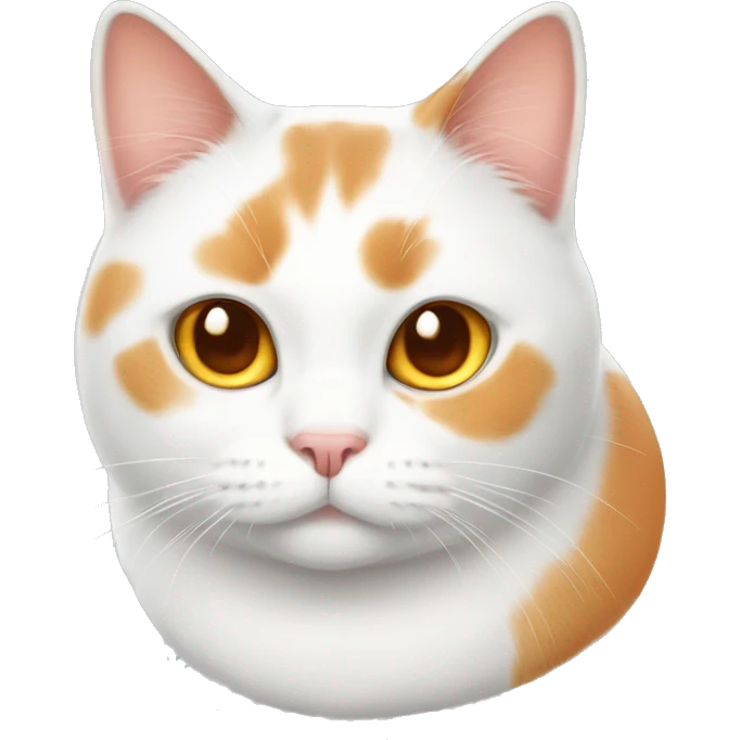 white and orange cat, fat and adorable emoji