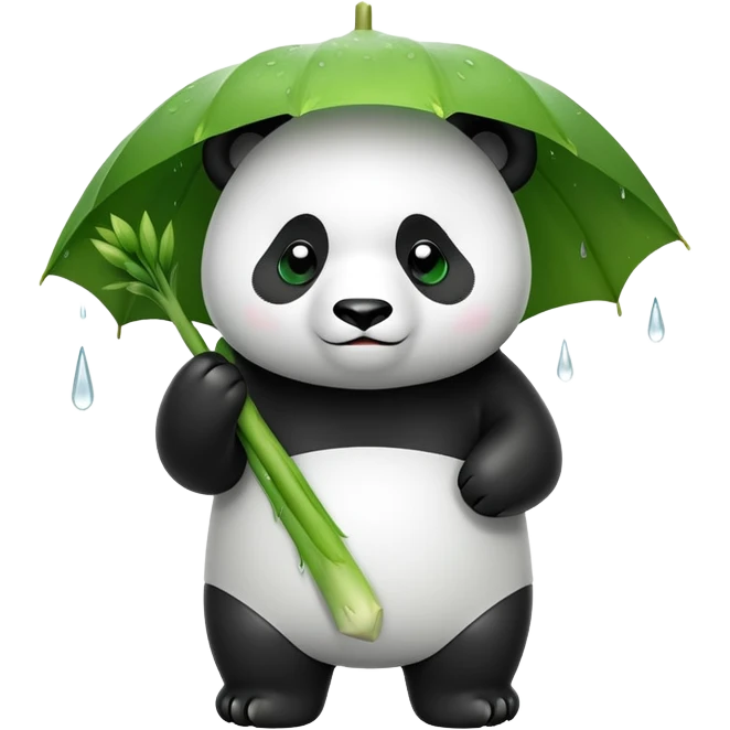 Panda covering himself from rain with leek emoji